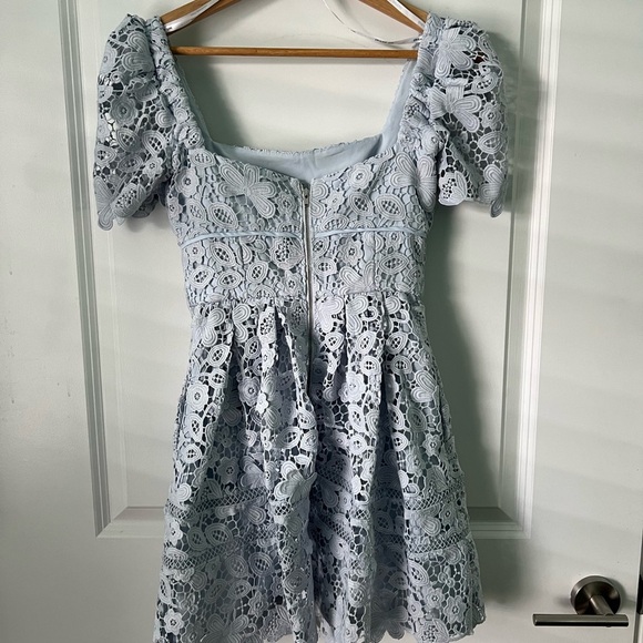 ✨Self Portrait Women's Blue Guipure Lace Mini Dress - Picture 8 of 10